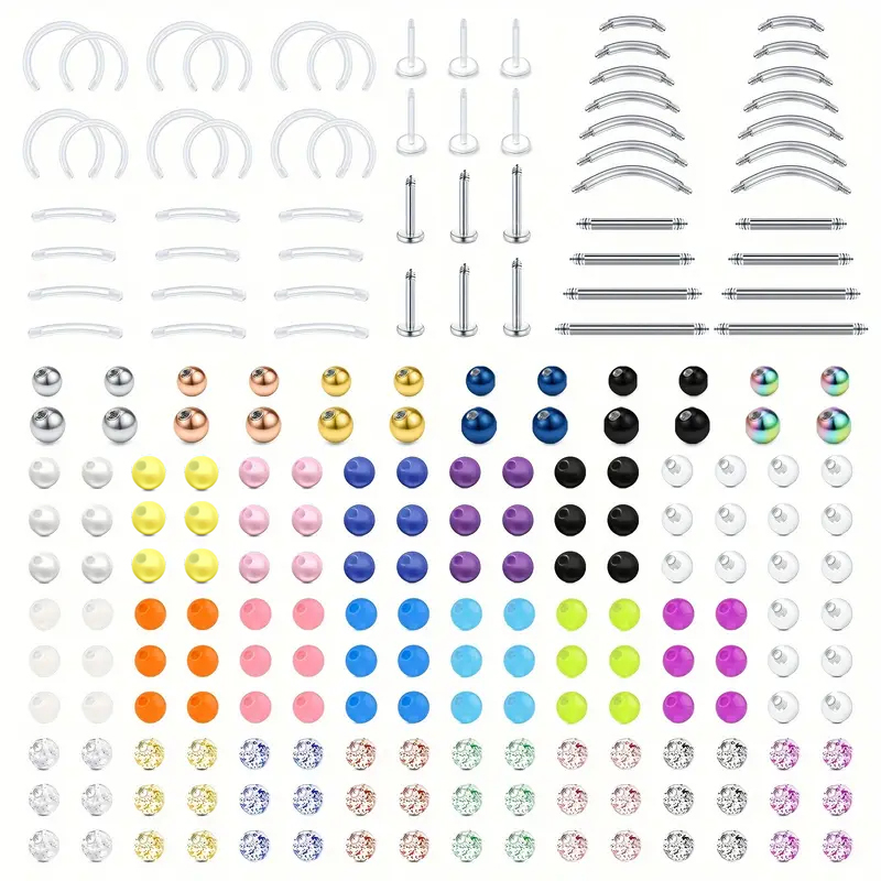 Body Jewelry Replacement Ball - 226pcs 16G in acciaio inossidabile e