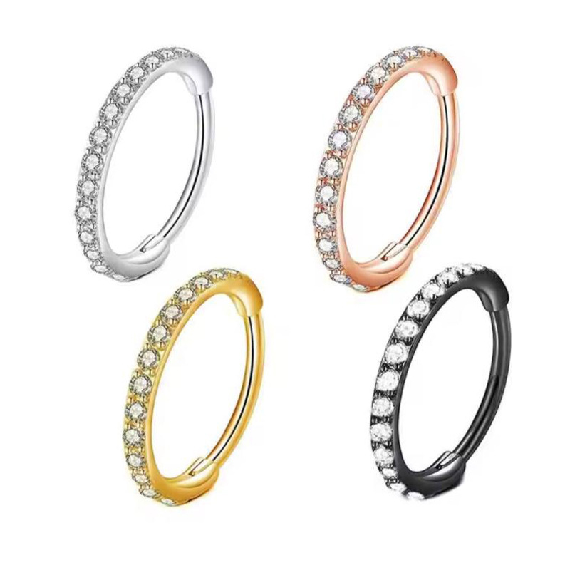 Body Jewelry Surgical Steel - Anello da naso 16G con zirconi