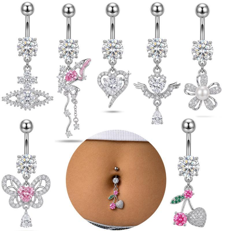 Body Jewelry Surgical Steel - 1 Pezzo Anello Pendente per Ombelico