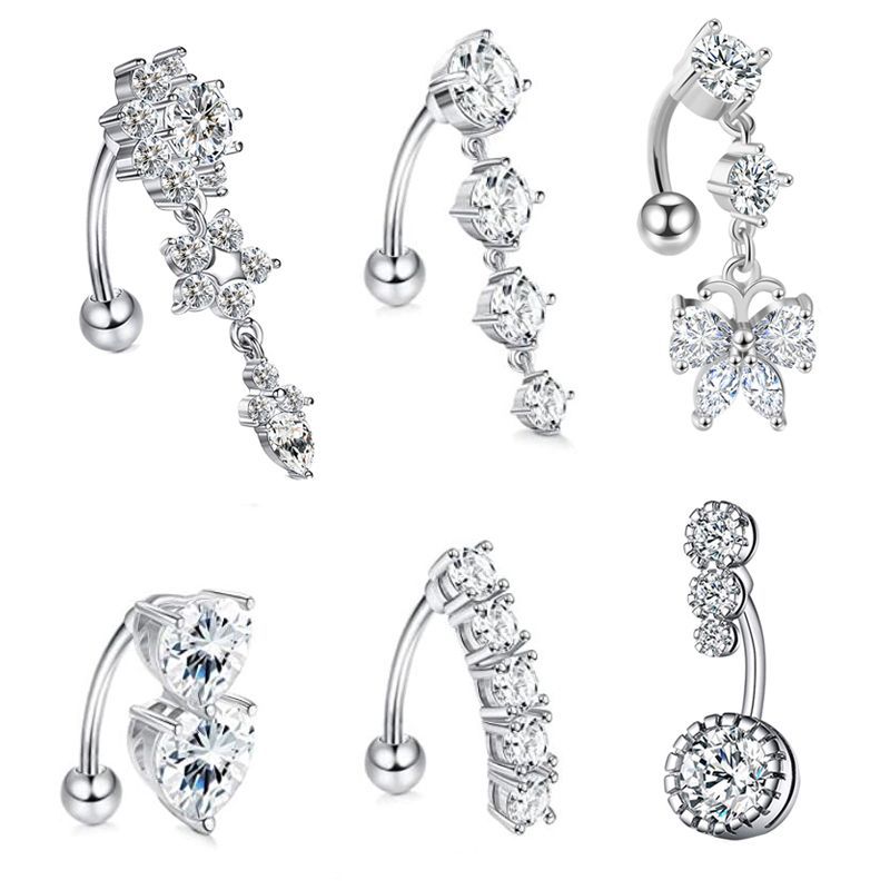 Body Jewelry Surgical Steel - Anello da ombelico pendente in acciaio