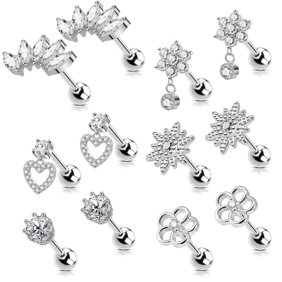 Body Jewelry Surgical Steel - 2 pezzi orecchini cartilagine Stud per
