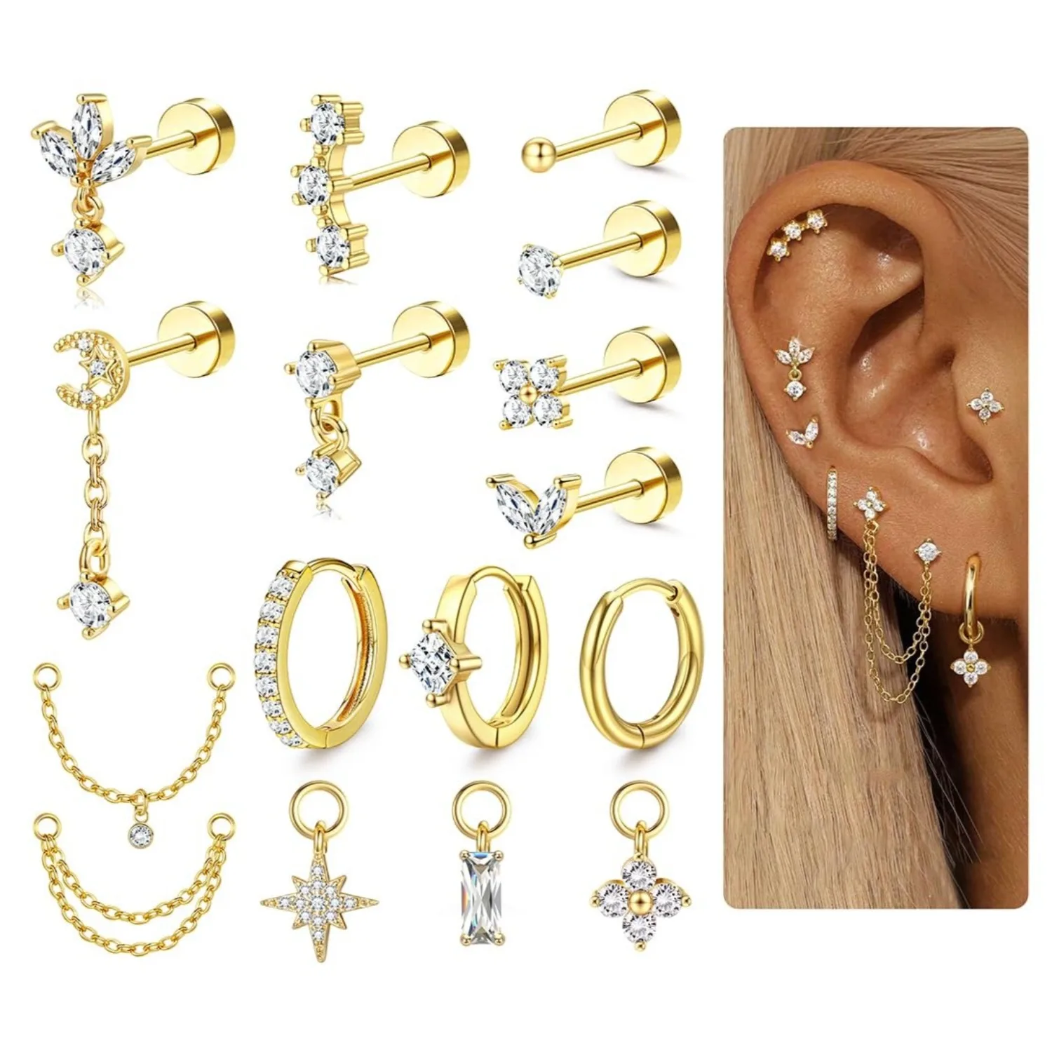 Body Jewelry Surgical Steel - Orecchini a cerchio per cartilagine da