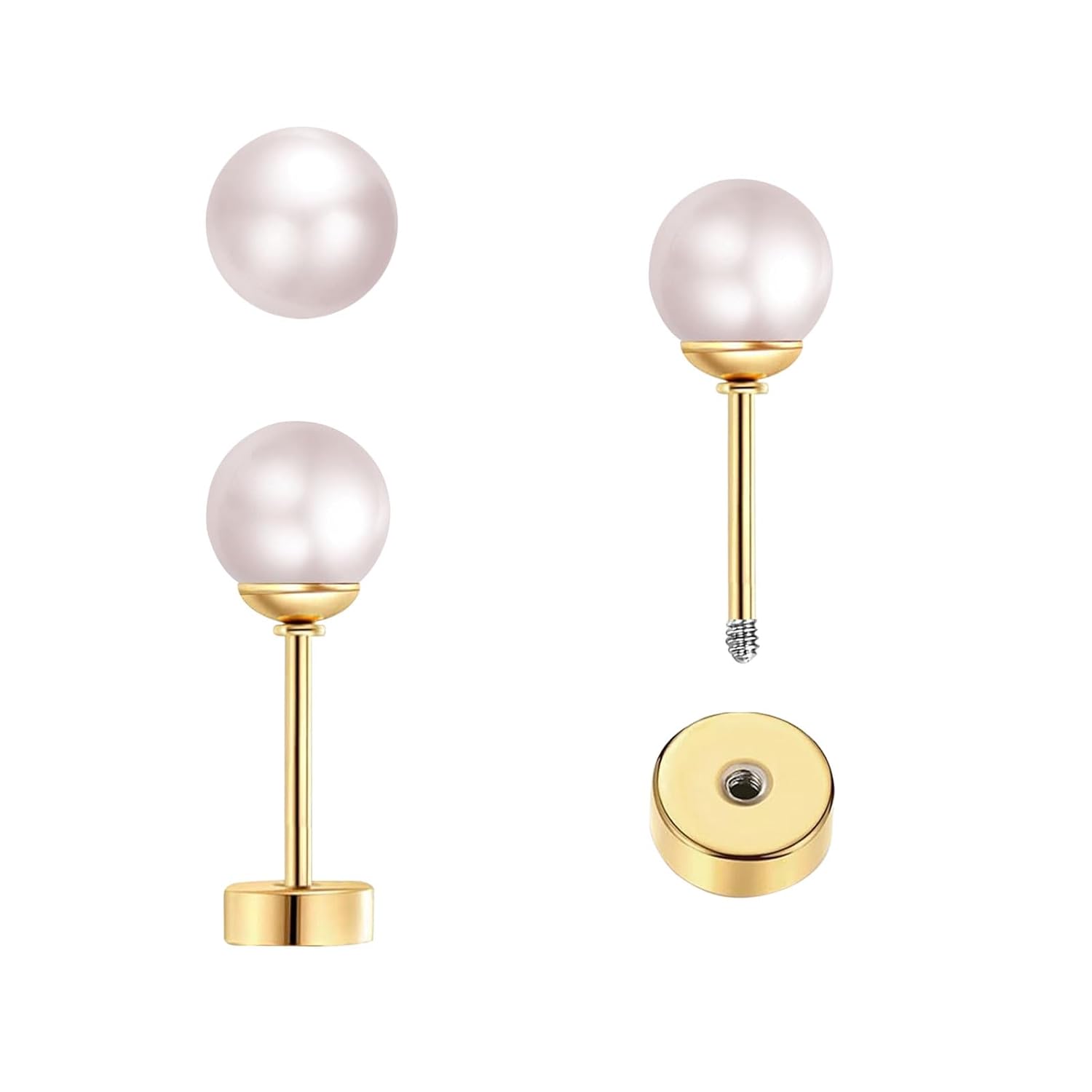 3 paia di orecchini a perla pi - Body Jewelry Surgical Steel recensione e prezzo