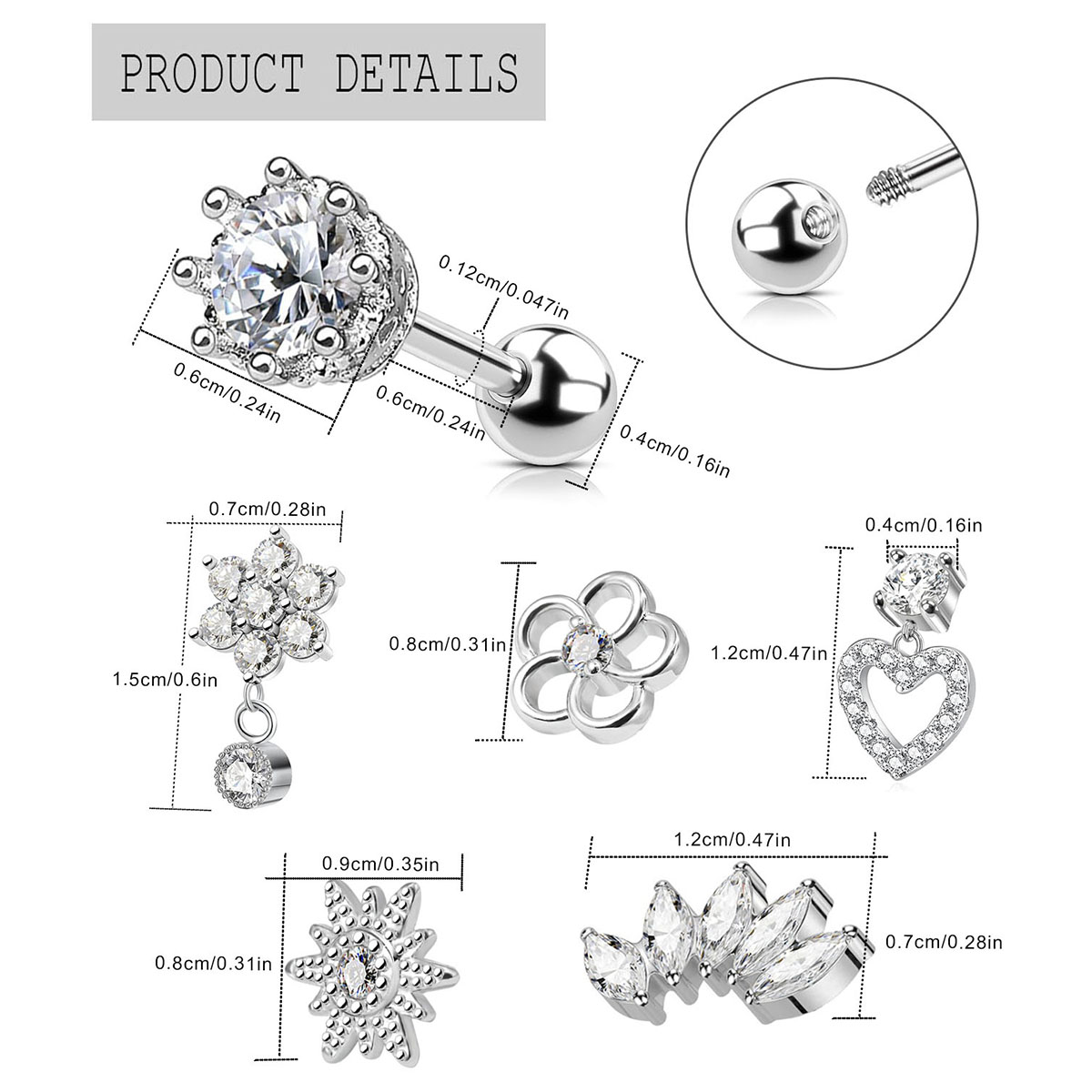 2 pezzi orecchini cartilagine  - Body Jewelry Surgical Steel recensione e prezzo
